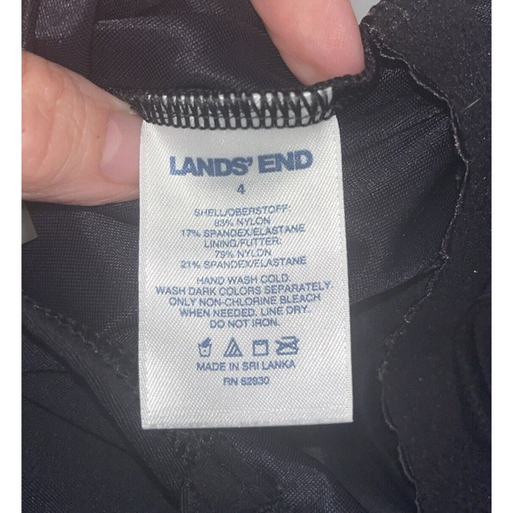 Lands End Womens One Piece Swim Suit Black Skirt 4 Preppy Modest Classic Minimal - Picture 3 of 10